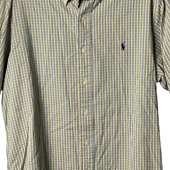 Ralph Lauren Men Custom Fit Long Sleeve Shirt Size 16.5/36-37 Yellow Blue Checks - Picture 2 of 7